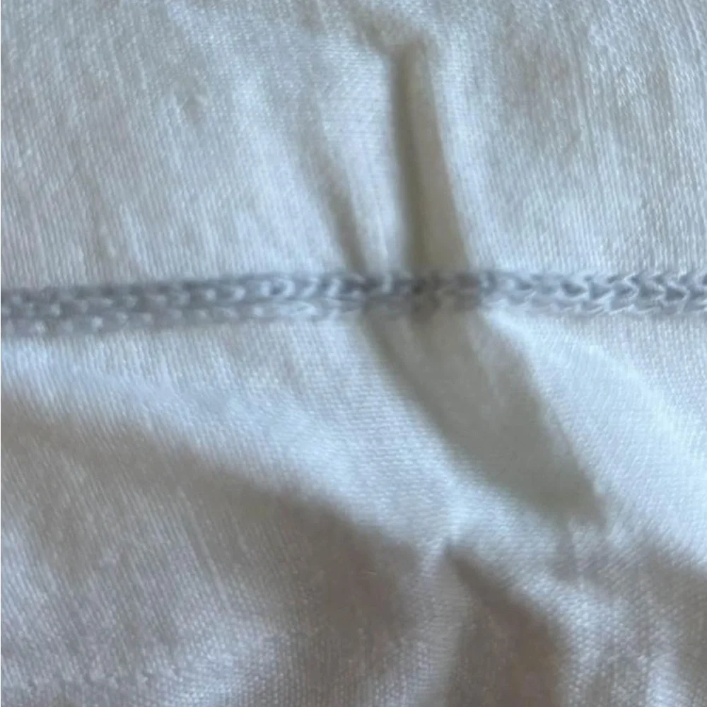 White with grey embroidered stripe linen euro shams. NWT Euro: 26